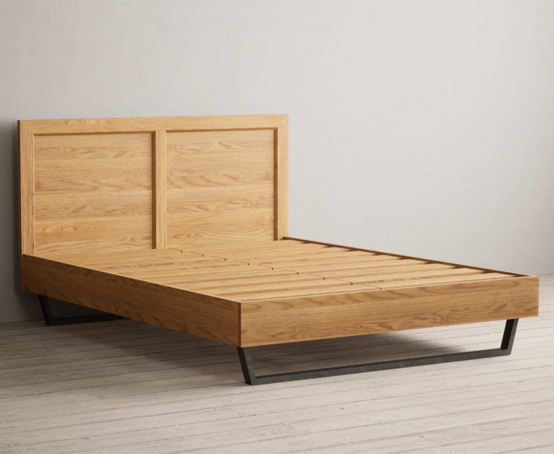Product photograph of Loft Solid Oak Kingsize Bed from Oak Furniture Superstore