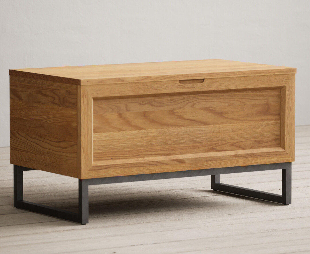 Product photograph of Loft Solid Oak Blanket Box from Oak Furniture Superstore
