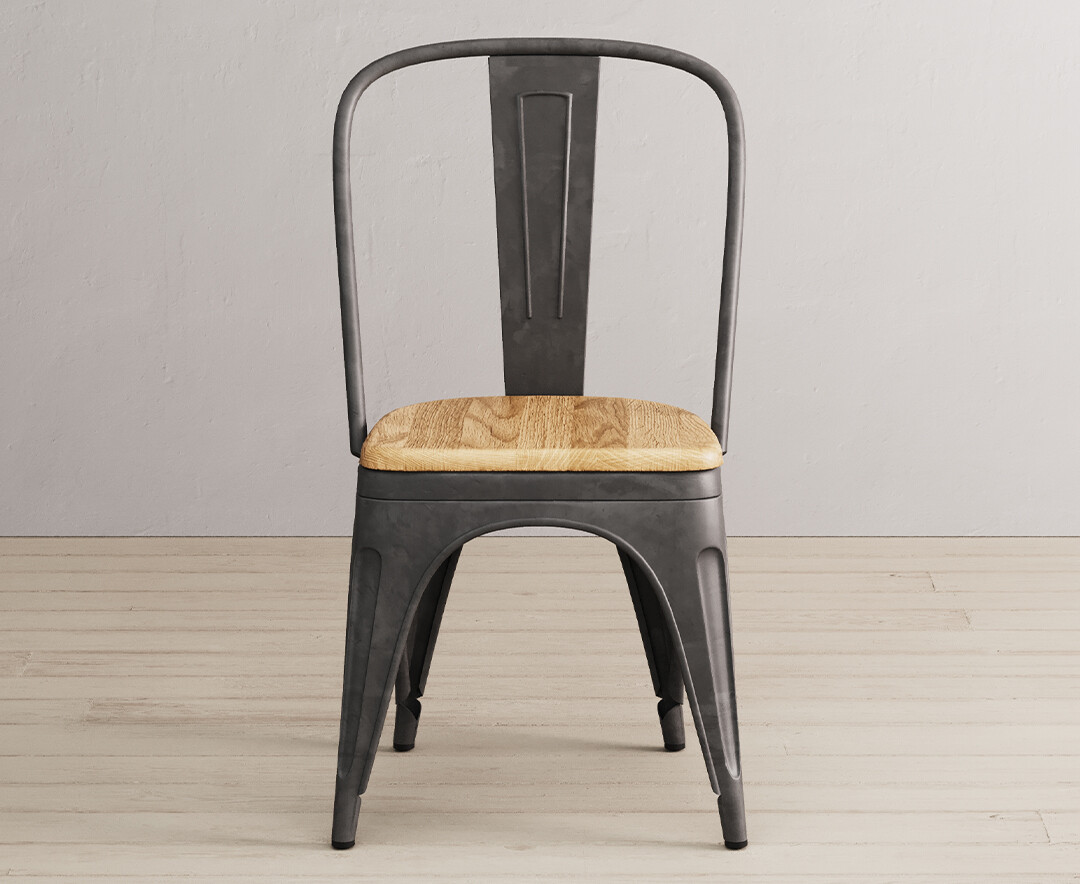 Product photograph of Loft Oak And Metal Dining Chairs from Oak Furniture Superstore
