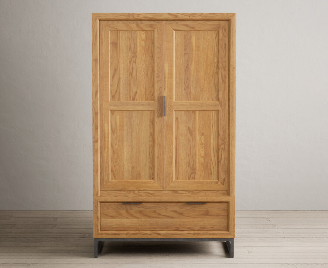 Product photograph of Loft Solid Oak Double Wardrobe from Oak Furniture Superstore