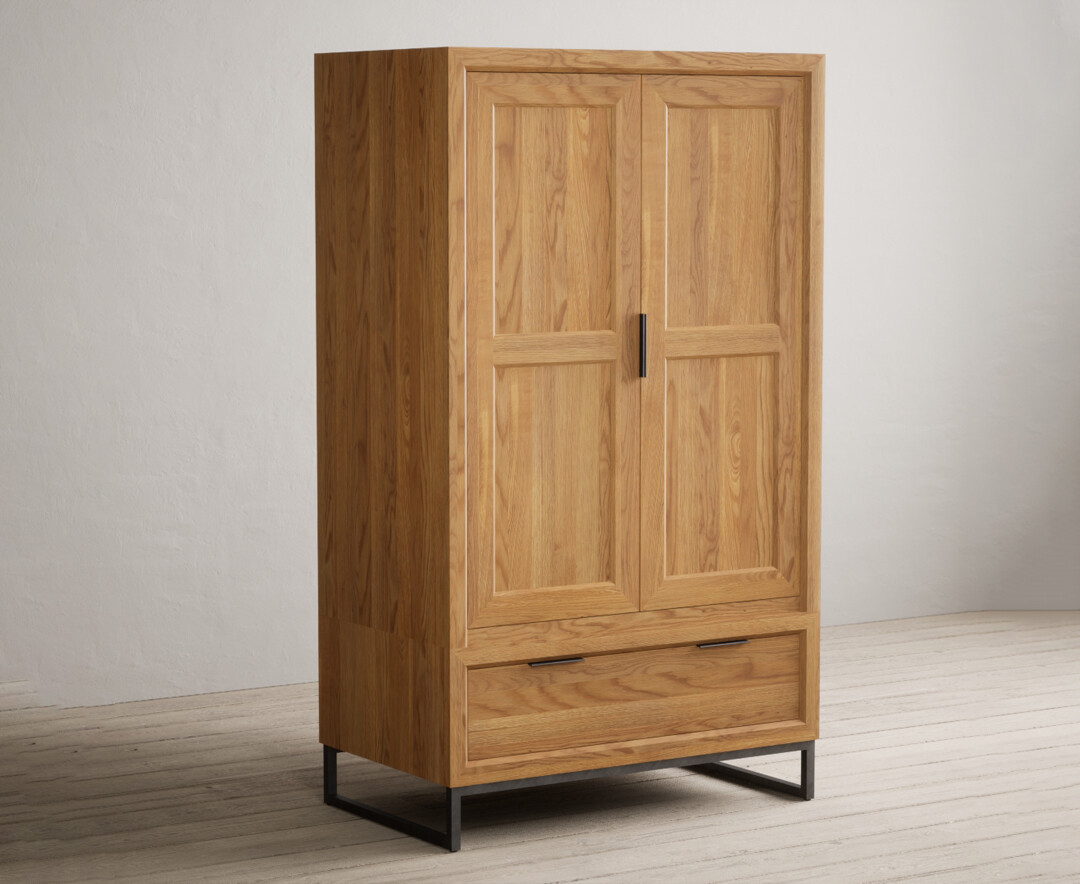 Product photograph of Loft Solid Oak Double Wardrobe from Oak Furniture Superstore.