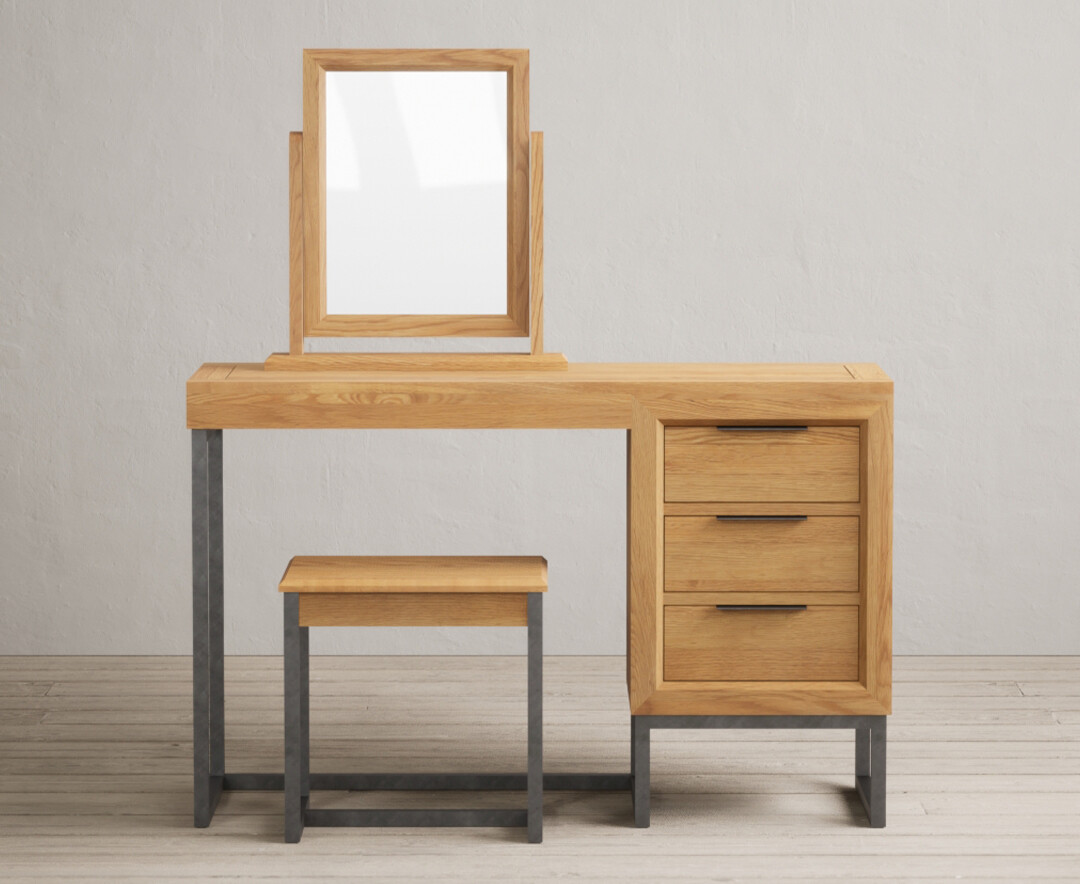 Product photograph of Loft Solid Oak Dressing Table Set from Oak Furniture Superstore