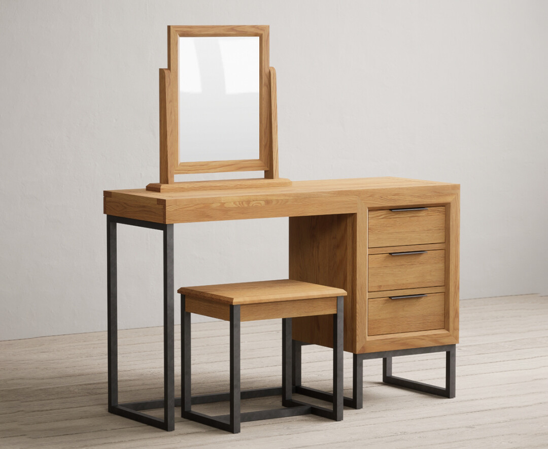 Product photograph of Loft Solid Oak Dressing Table Set from Oak Furniture Superstore.