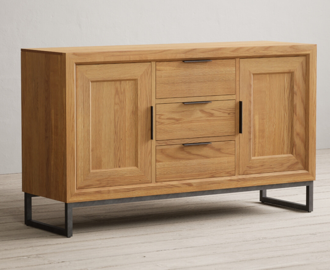 Product photograph of Loft Solid Oak Large Sideboard from Oak Furniture Superstore.