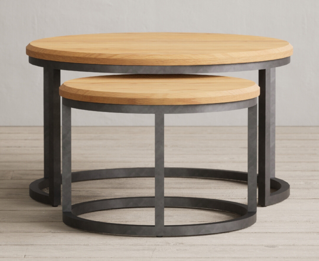 Product photograph of Loft Solid Oak Round Nest Of Tables from Oak Furniture Superstore