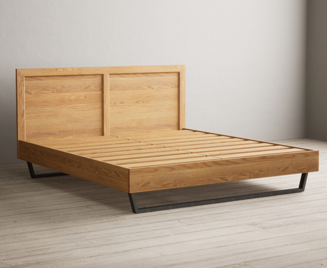 Product photograph of Loft Solid Oak Super King Size Bed from Oak Furniture Superstore