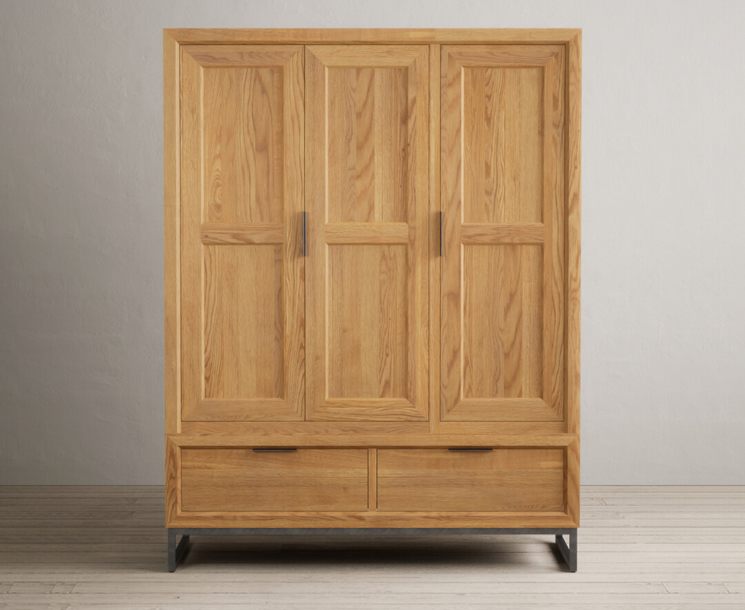 Product photograph of Loft Solid Oak Triple Wardrobe from Oak Furniture Superstore