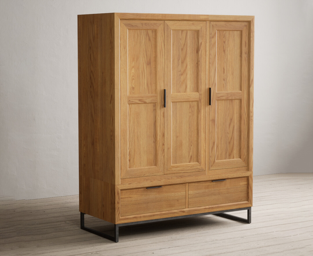 Product photograph of Loft Solid Oak Triple Wardrobe from Oak Furniture Superstore.