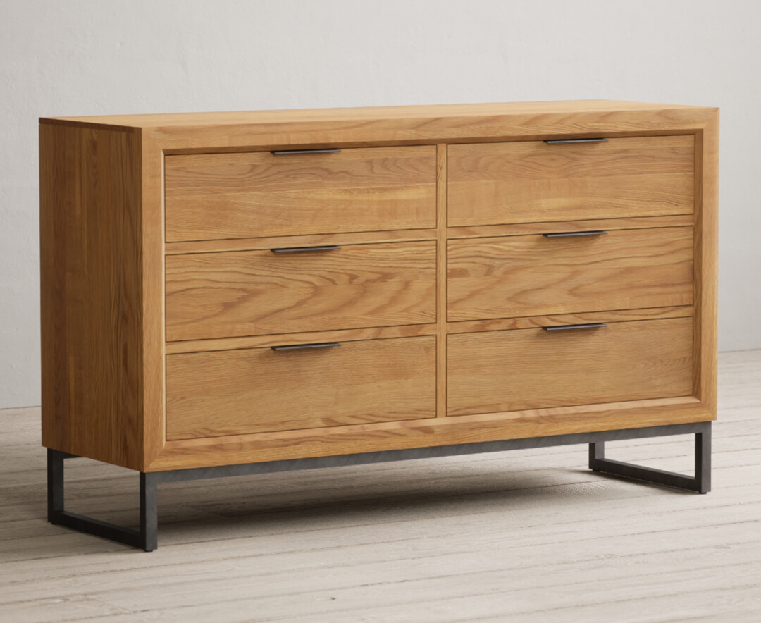 Product photograph of Loft Solid Oak Wide Chest Of Drawers from Oak Furniture Superstore.