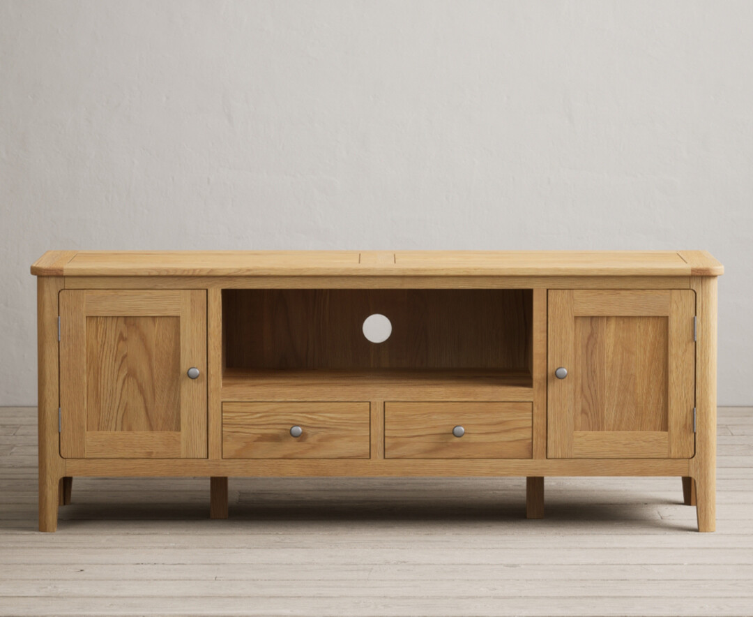 Product photograph of Loxton Solid Oak Super-wide Tv Cabinet from Oak Furniture Superstore