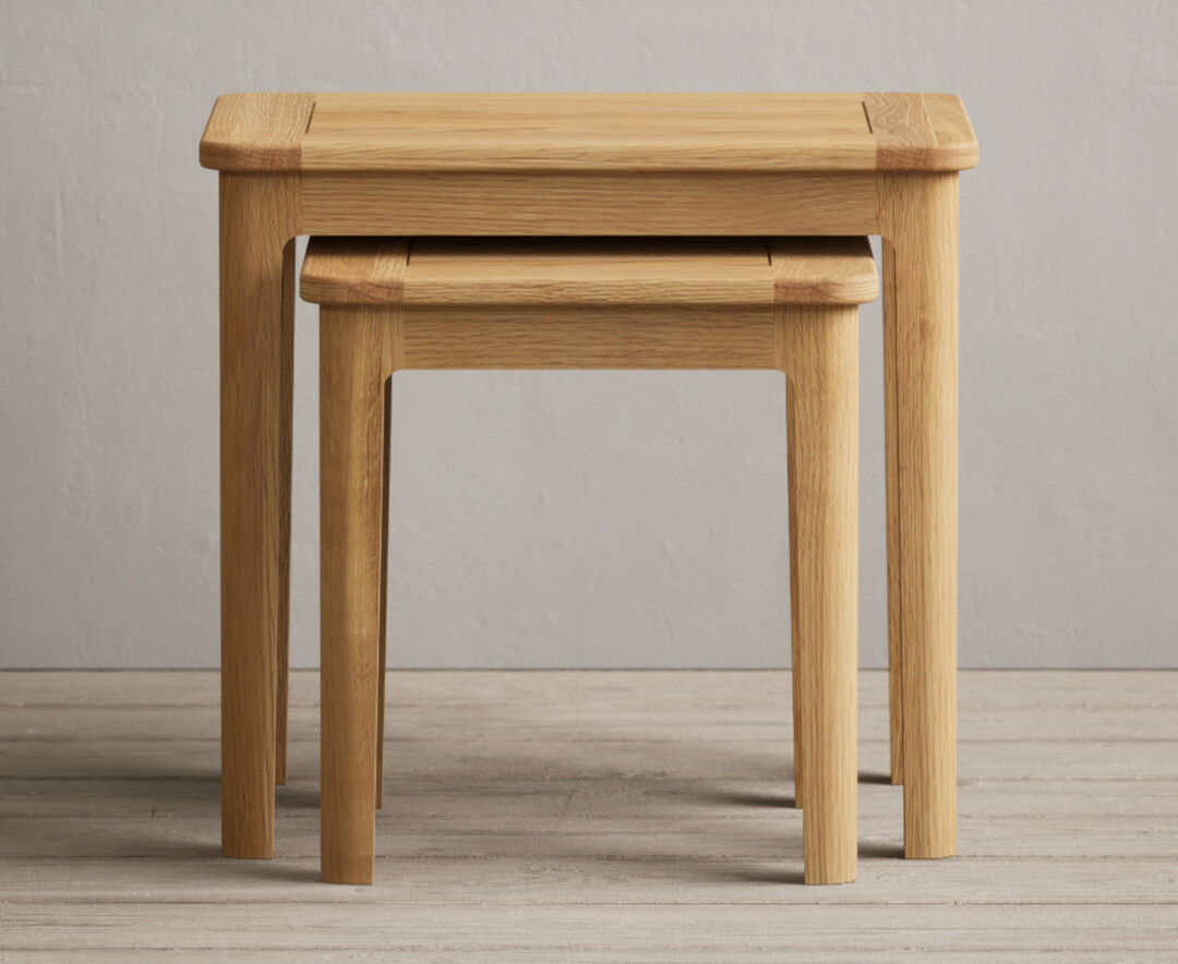 Product photograph of Loxton Solid Oak Nest Of Tables from Oak Furniture Superstore