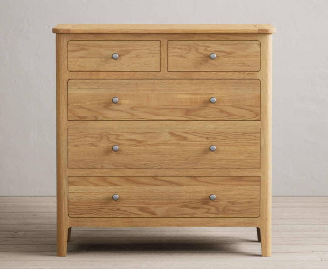 Product photograph of Loxton Solid Oak 2 Over 3 Chest Of Drawers from Oak Furniture Superstore