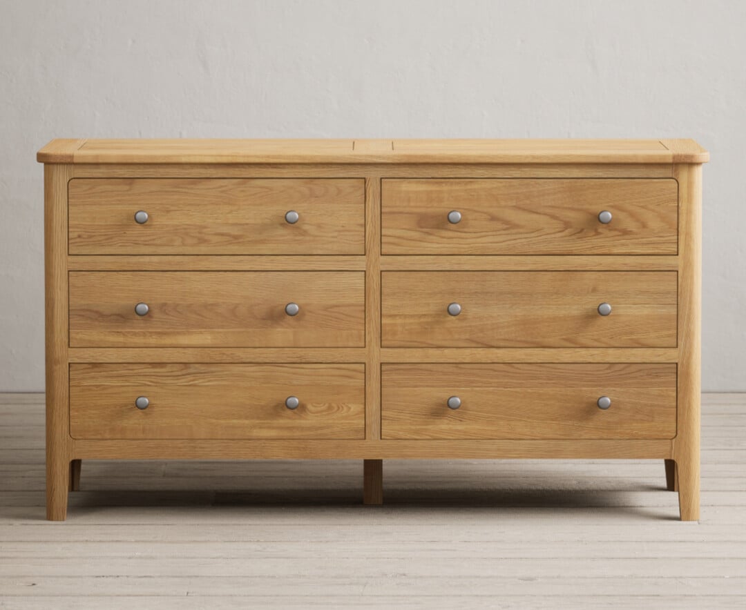 Product photograph of Loxton Solid Oak Wide Chest Of Drawers from Oak Furniture Superstore