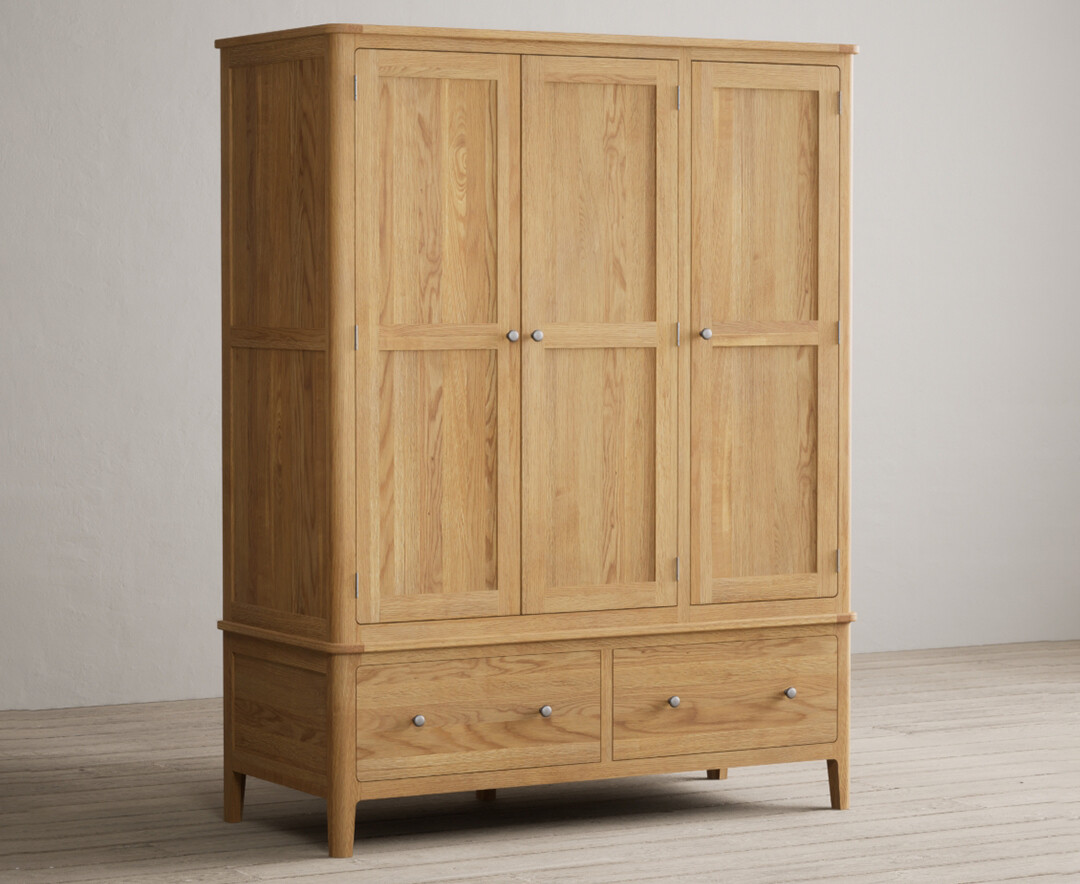 Product photograph of Loxton Solid Oak Triple Wardrobe from Oak Furniture Superstore