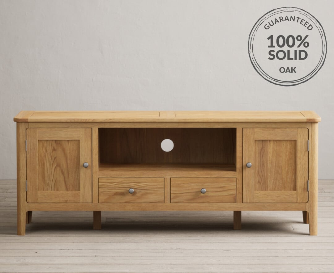 Extra large solid shop oak tv unit