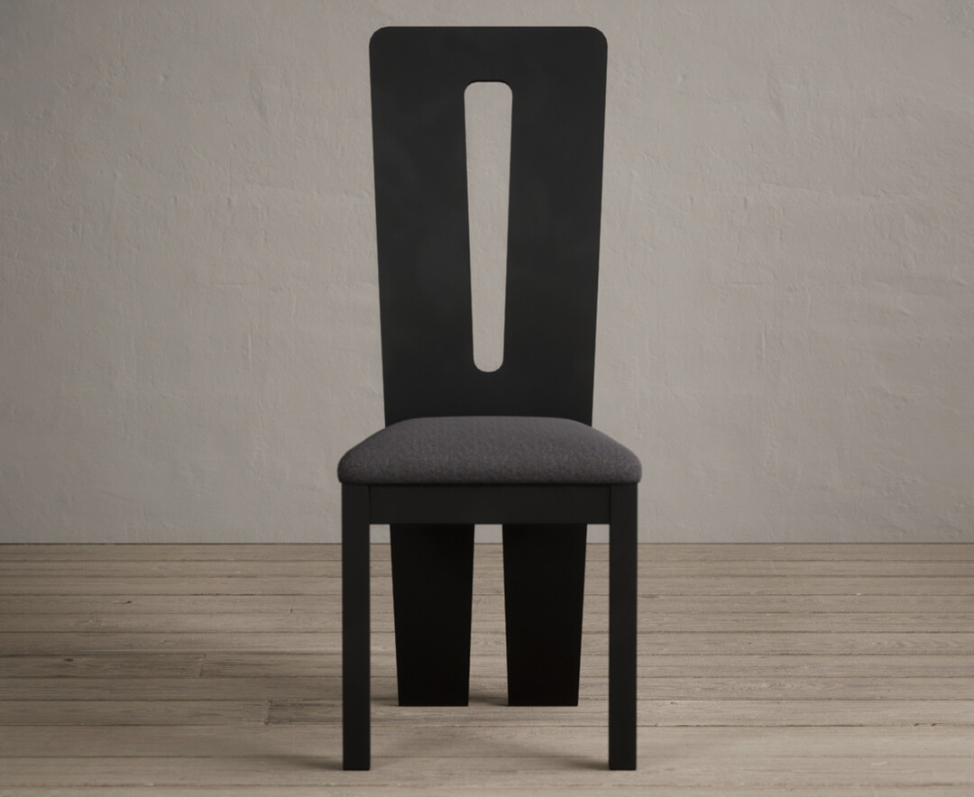 Lucca Black Dining Chairs With Charcoal Grey Fabric Seat Pad
