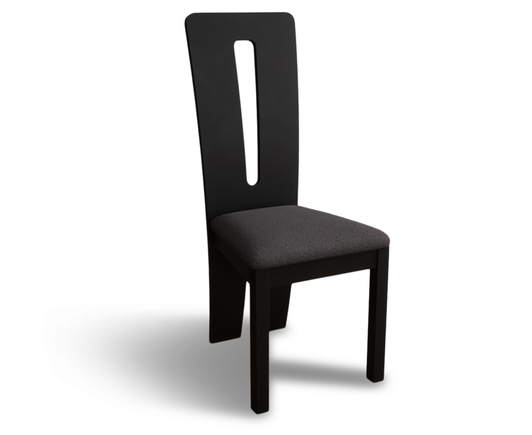 Photo 3 of Lucca black dining chairs with charcoal grey fabric seat pad