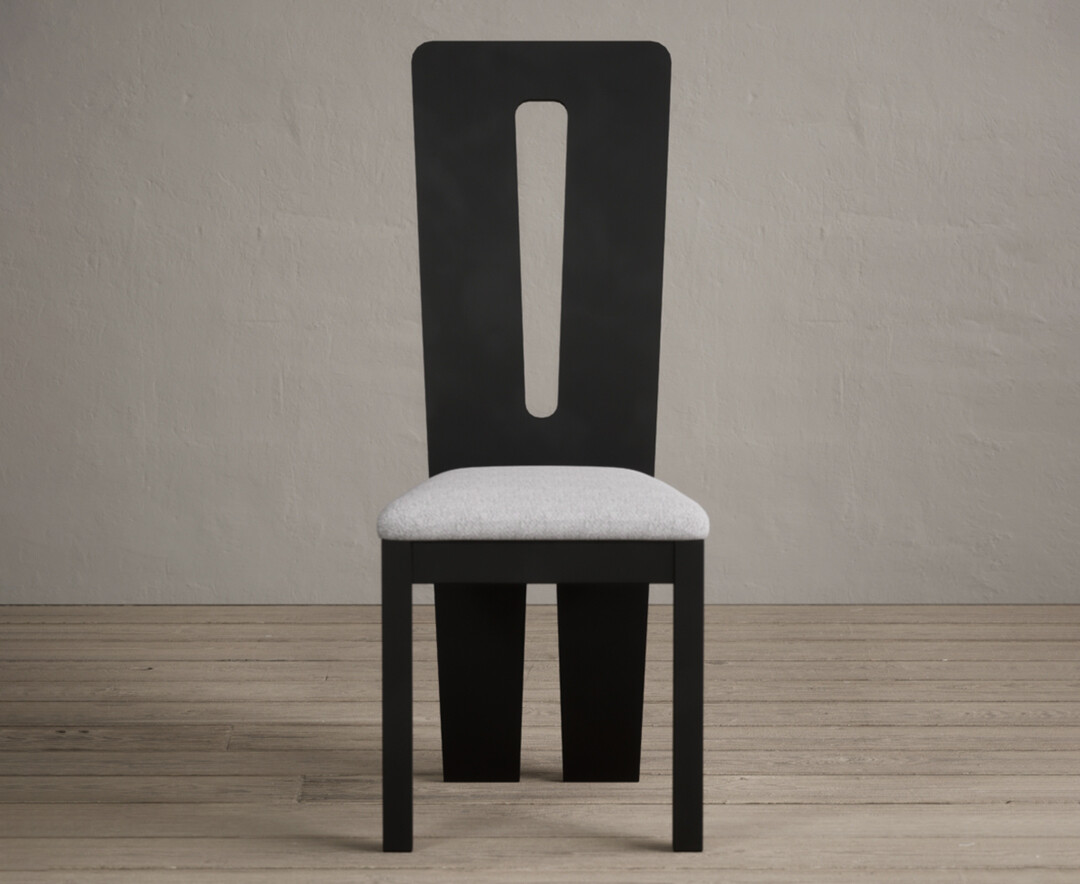 Lucca Black Dining Chairs With Light Grey Fabric Seat Pad