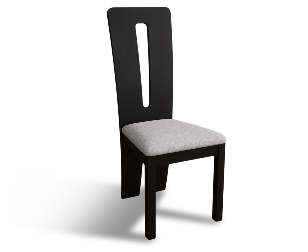 Photo 3 of Lucca black dining chairs with light grey fabric seat pad