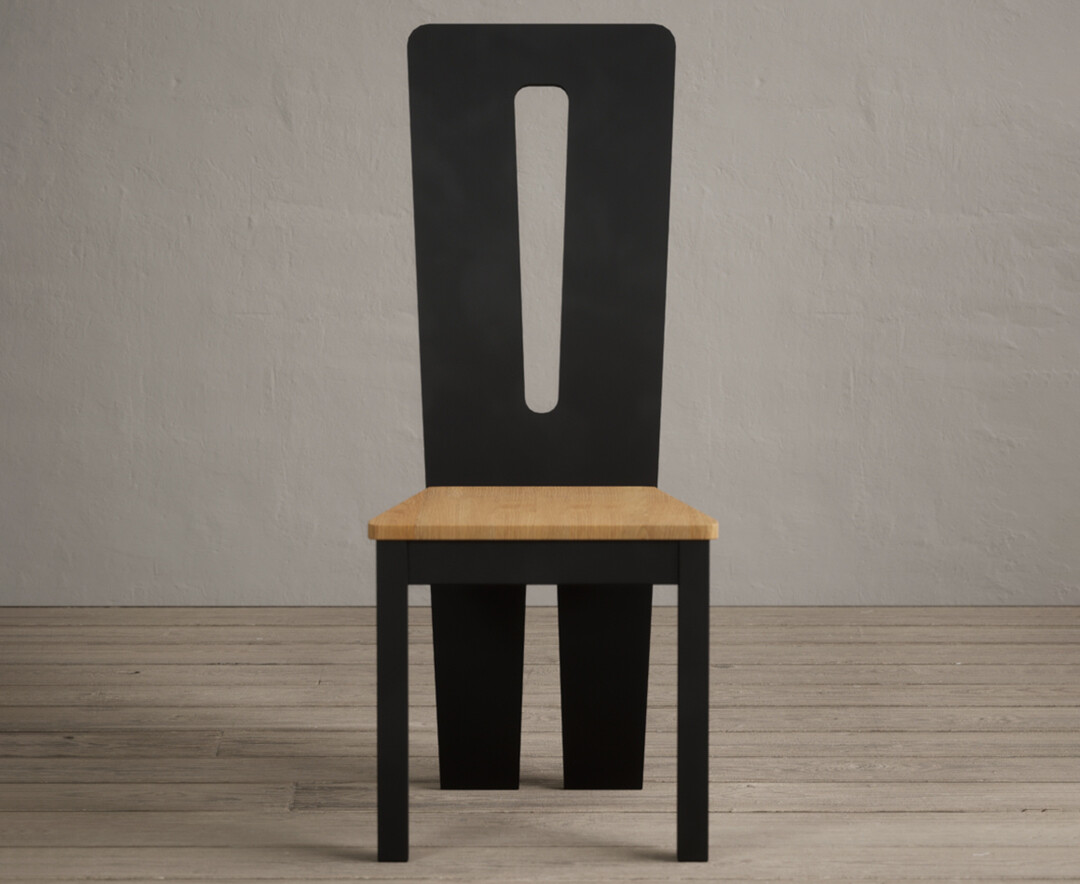 Lucca Black Dining Chairs With Rustic Oak Seat Pad