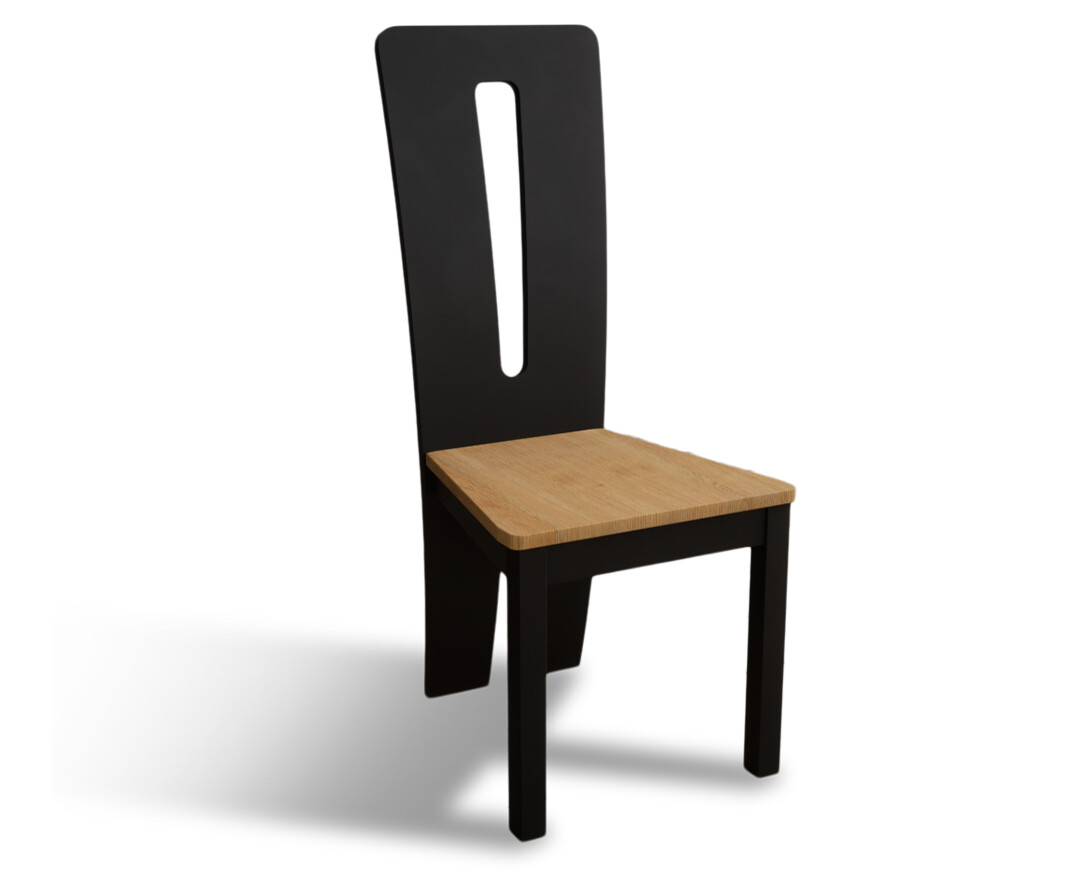 Photo 3 of Lucca black dining chairs with oak seat pad