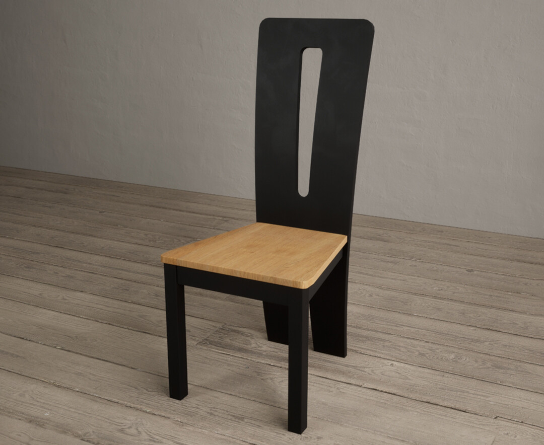 Photo 2 of Lucca black dining chairs with oak seat pad