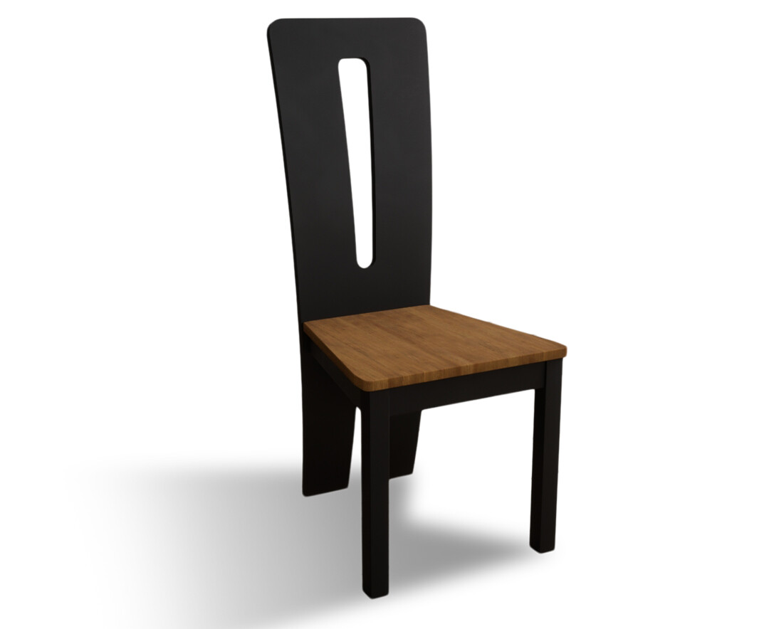 Photo 4 of Lucca black dining chairs with rustic oak seat pad