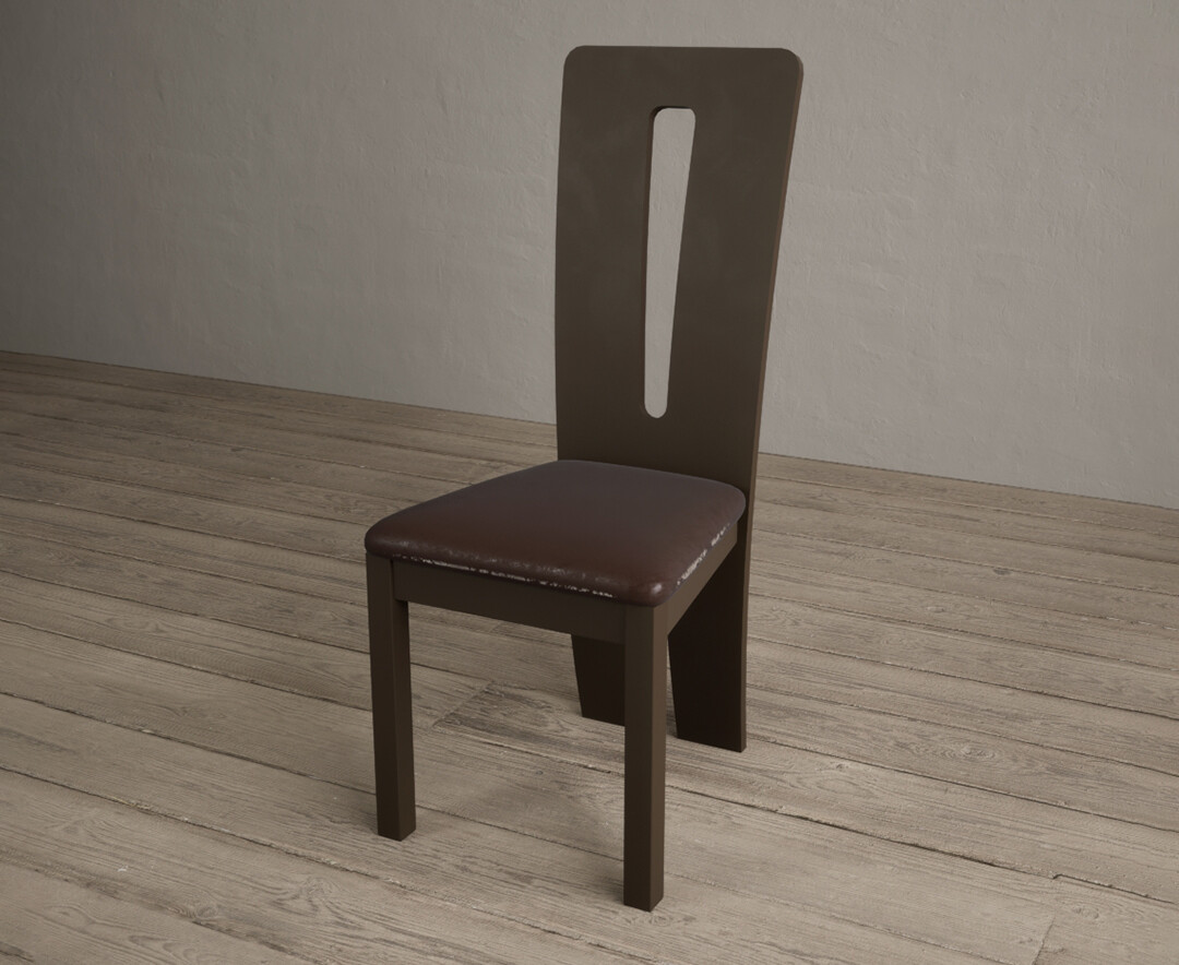 Photo 2 of Lucca brown dining chairs with brown suede seat pad