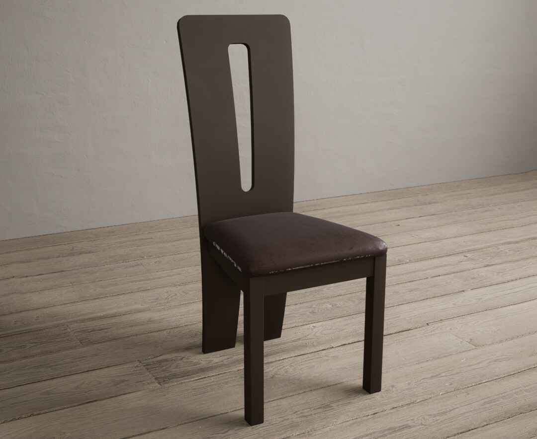 Photo 1 of Lucca brown dining chairs with brown suede seat pad