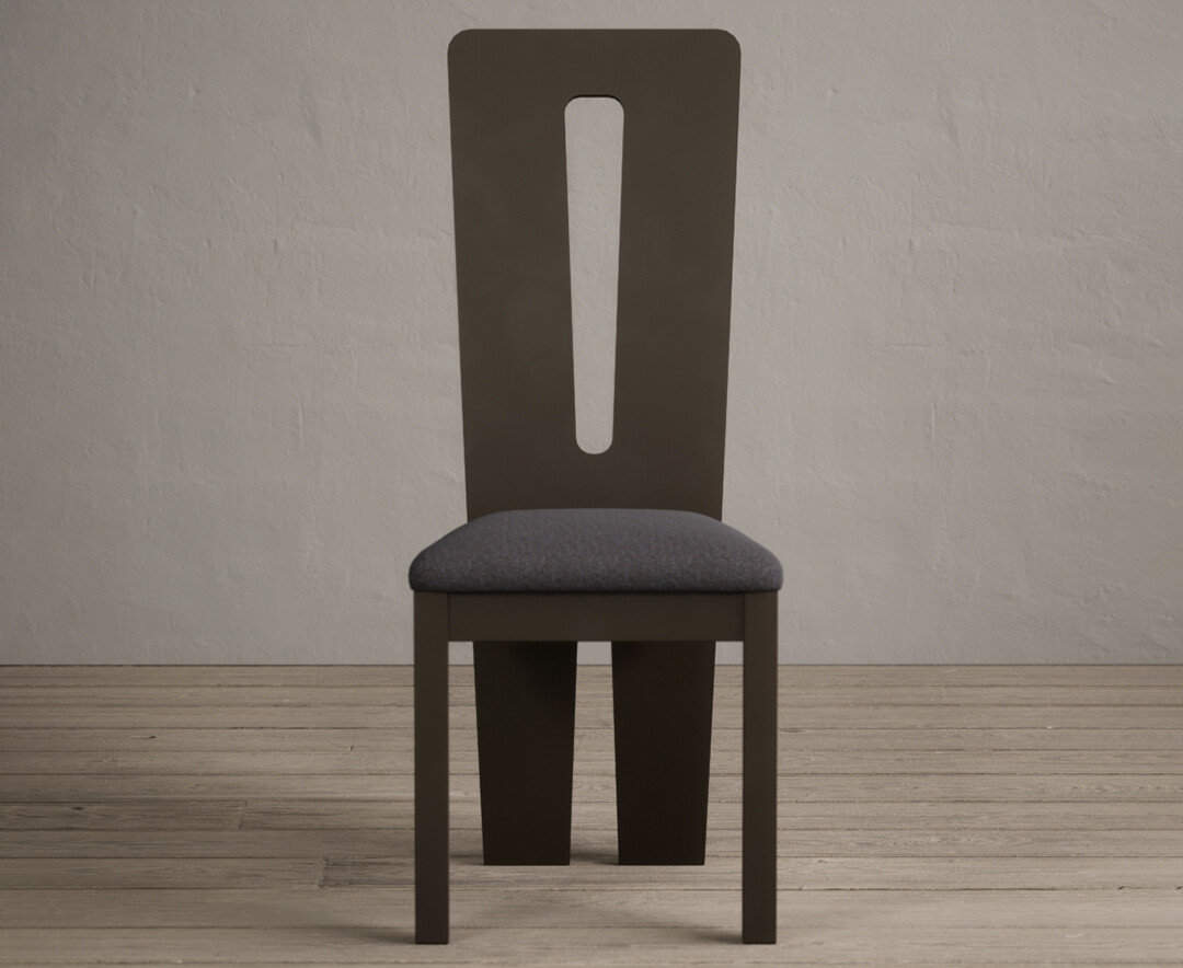 Product photograph of Lucca Brown Dining Chairs With Charcoal Grey Fabric Seat Pad from Oak Furniture Superstore