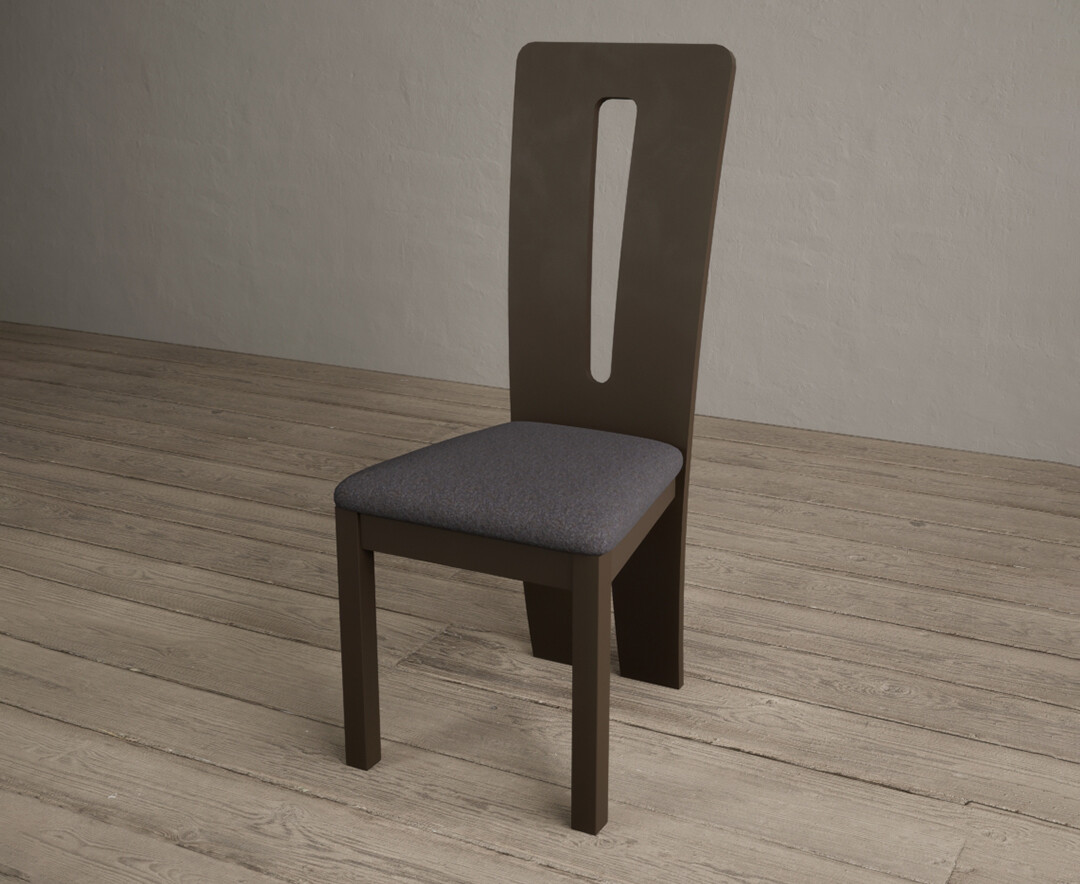 Photo 2 of Lucca brown dining chairs with charcoal grey fabric seat pad