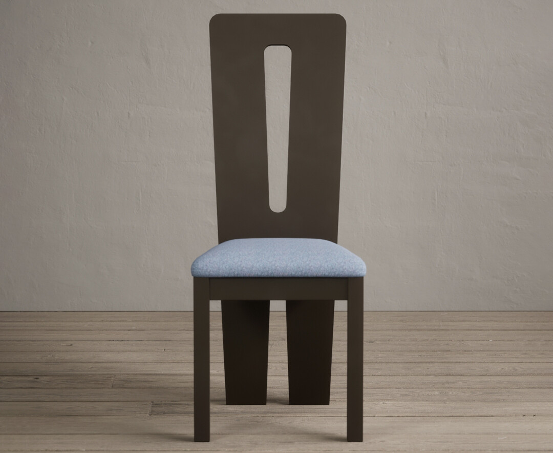 Lucca Brown Dining Chairs With Sky Blue Fabric Seat Pad