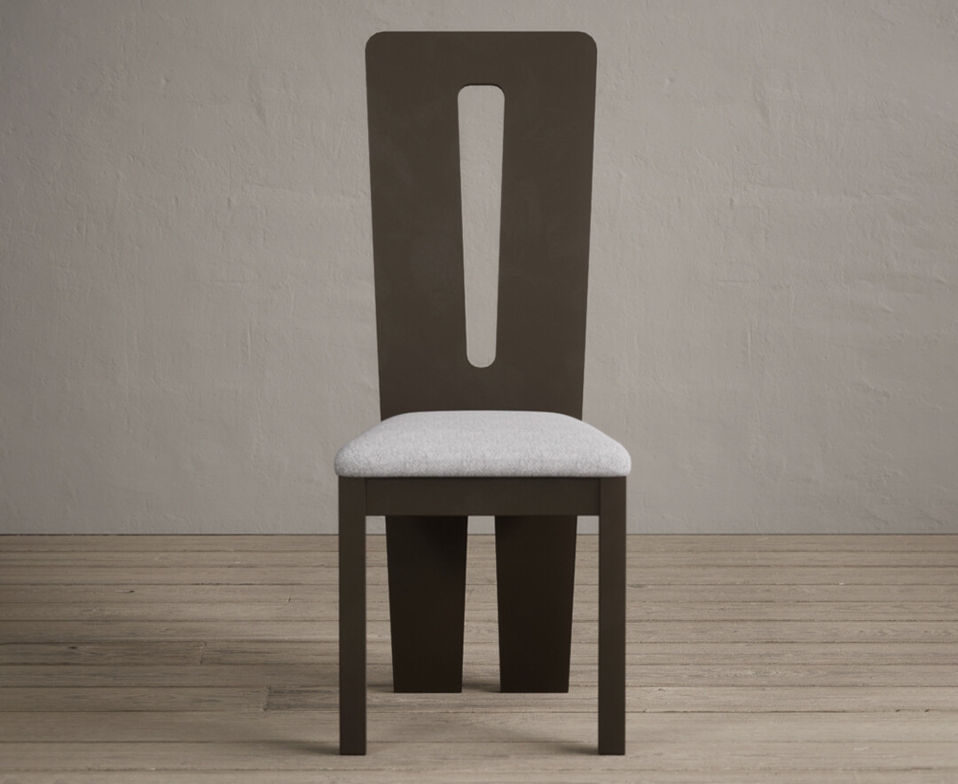 Product photograph of Lucca Brown Dining Chairs With Light Grey Fabric Seat Pad from Oak Furniture Superstore