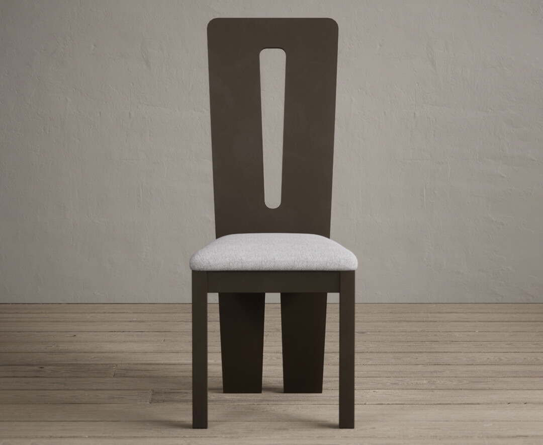 Lucca Brown Dining Chairs With Light Grey Fabric Seat Pad