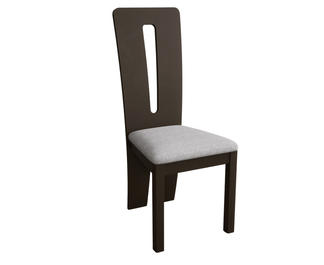 Photo 3 of Lucca brown dining chairs with light grey fabric seat pad