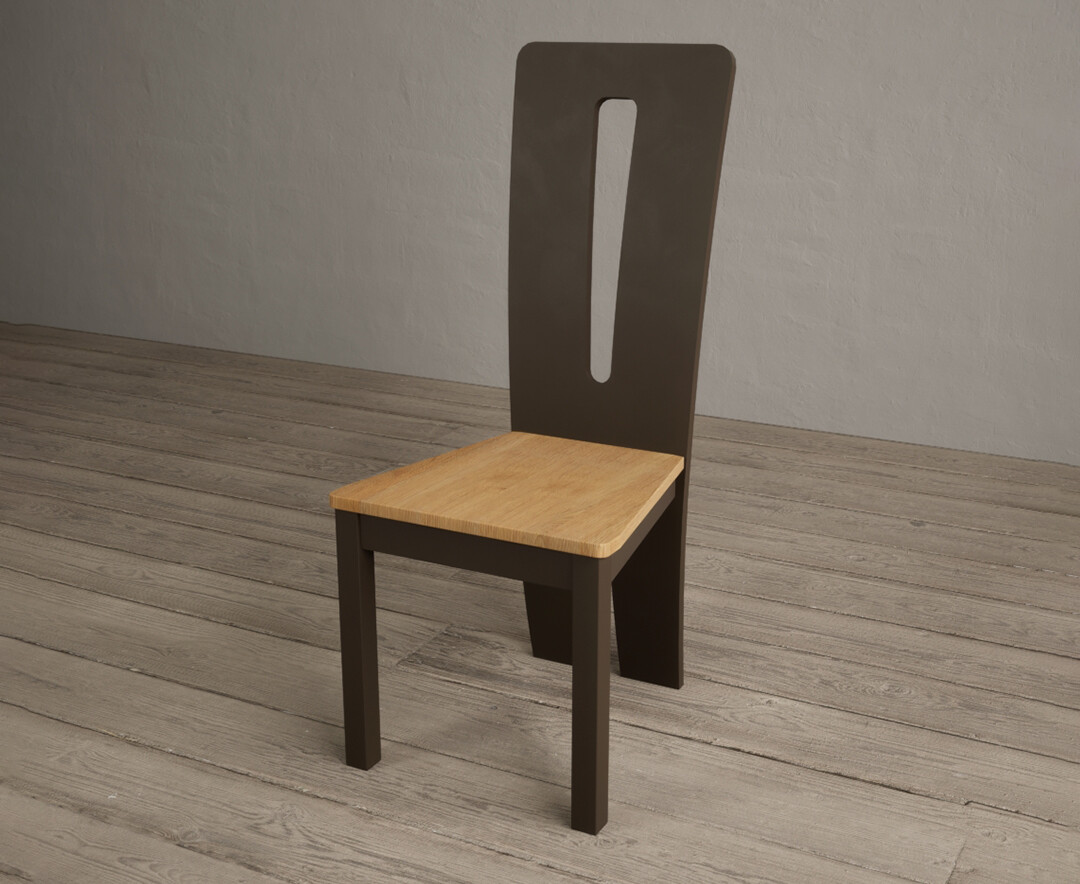 Photo 2 of Lucca brown dining chairs with oak seat pad