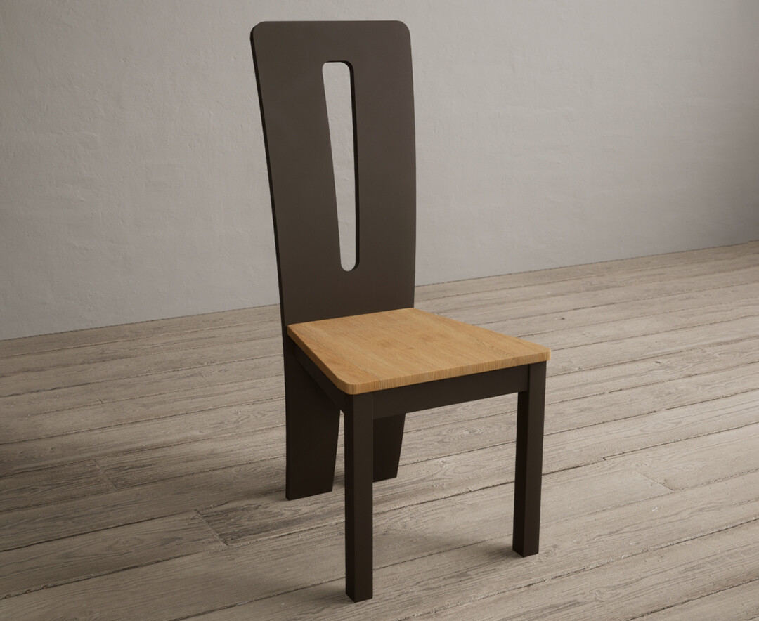 Photo 1 of Lucca brown dining chairs with oak seat pad
