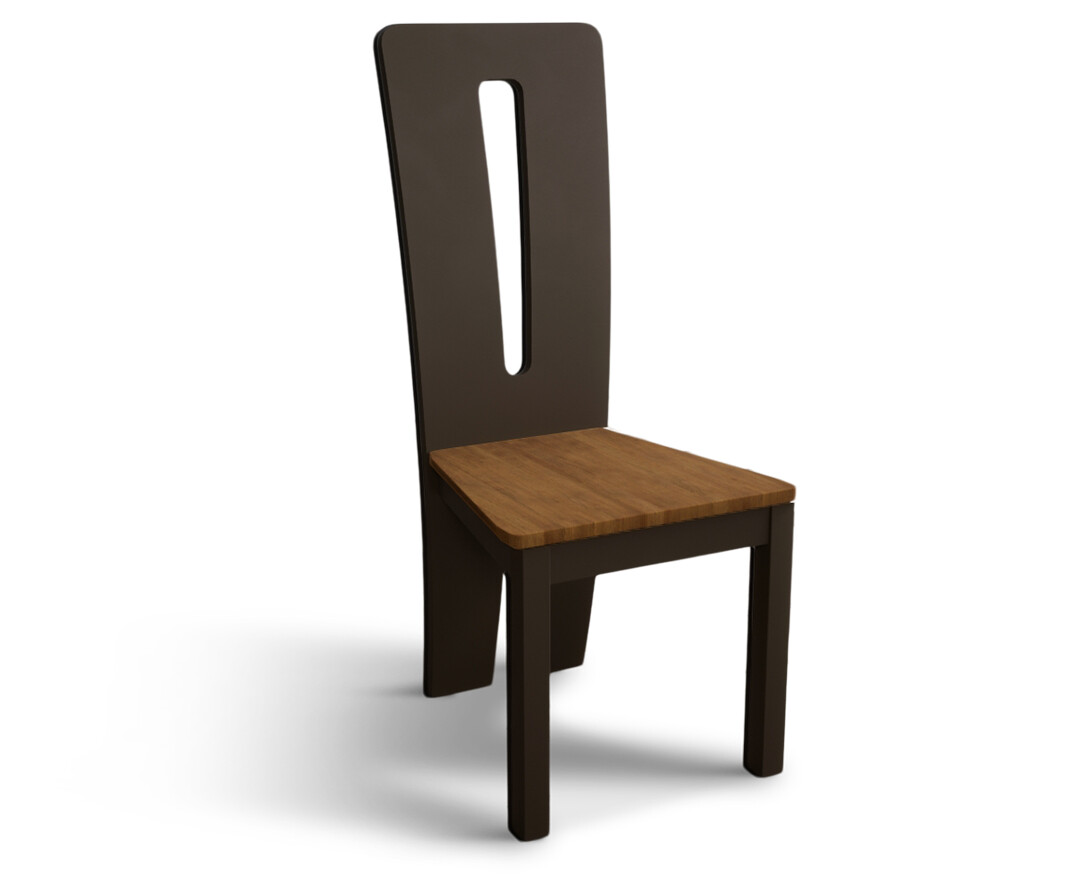 Photo 3 of Lucca brown dining chairs with rustic oak seat pad
