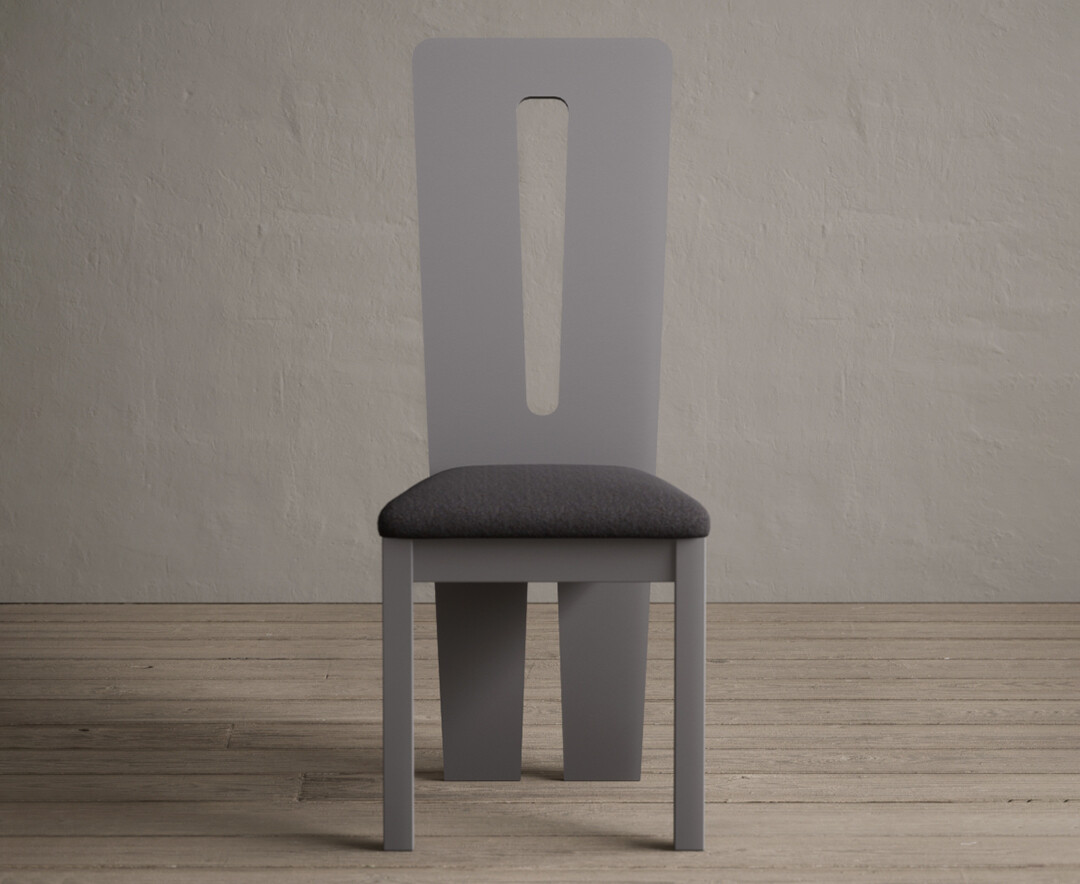 Product photograph of Lucca Light Grey Dining Chairs With Charcoal Grey Fabric Seat Pad from Oak Furniture Superstore