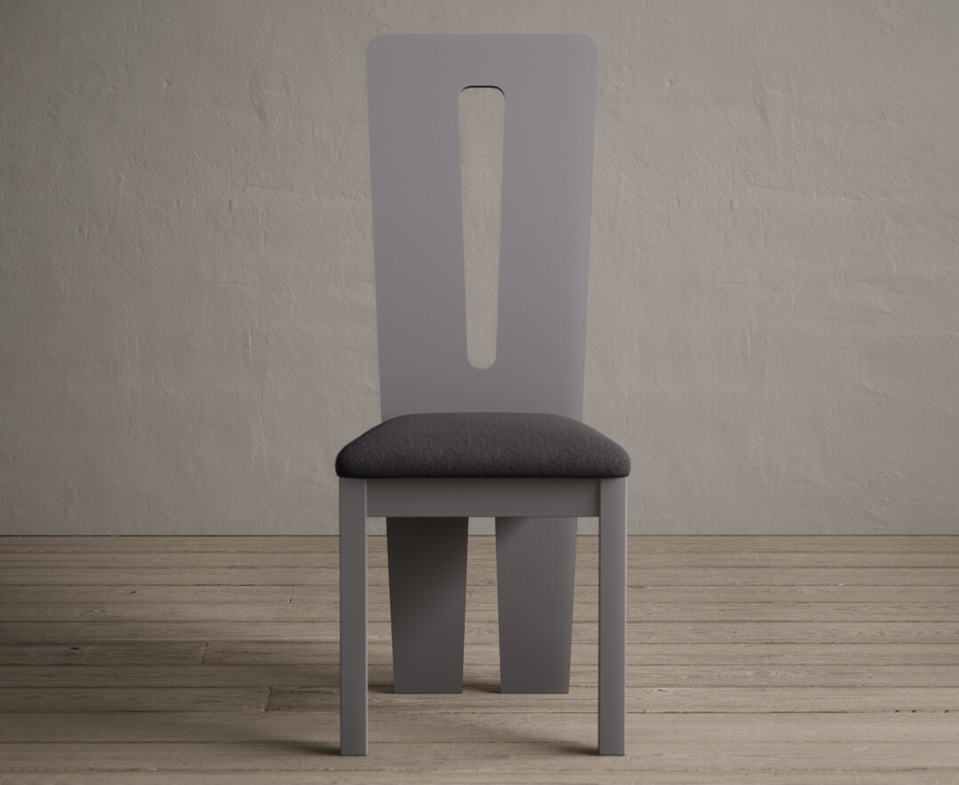 Lucca Light Grey Dining Chairs With Charcoal Grey Fabric Seat Pad