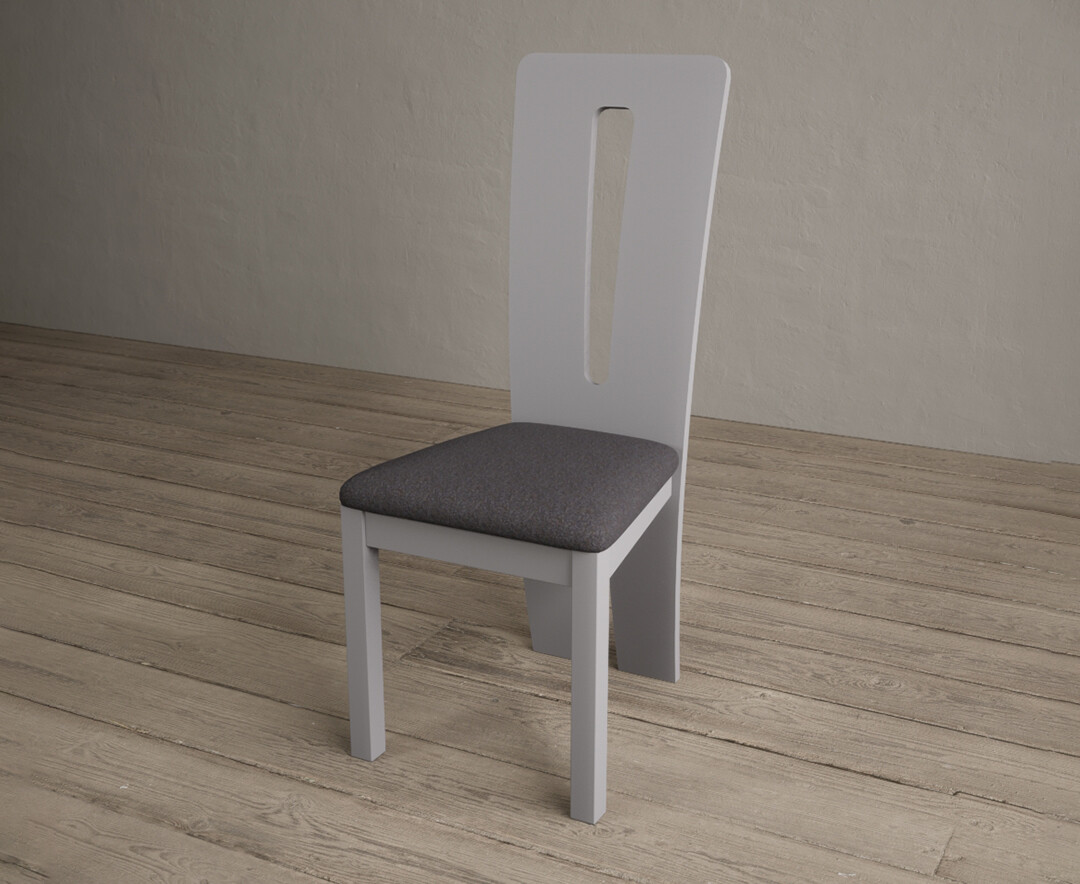 Photo 2 of Lucca light grey dining chairs with charcoal grey fabric seat pad