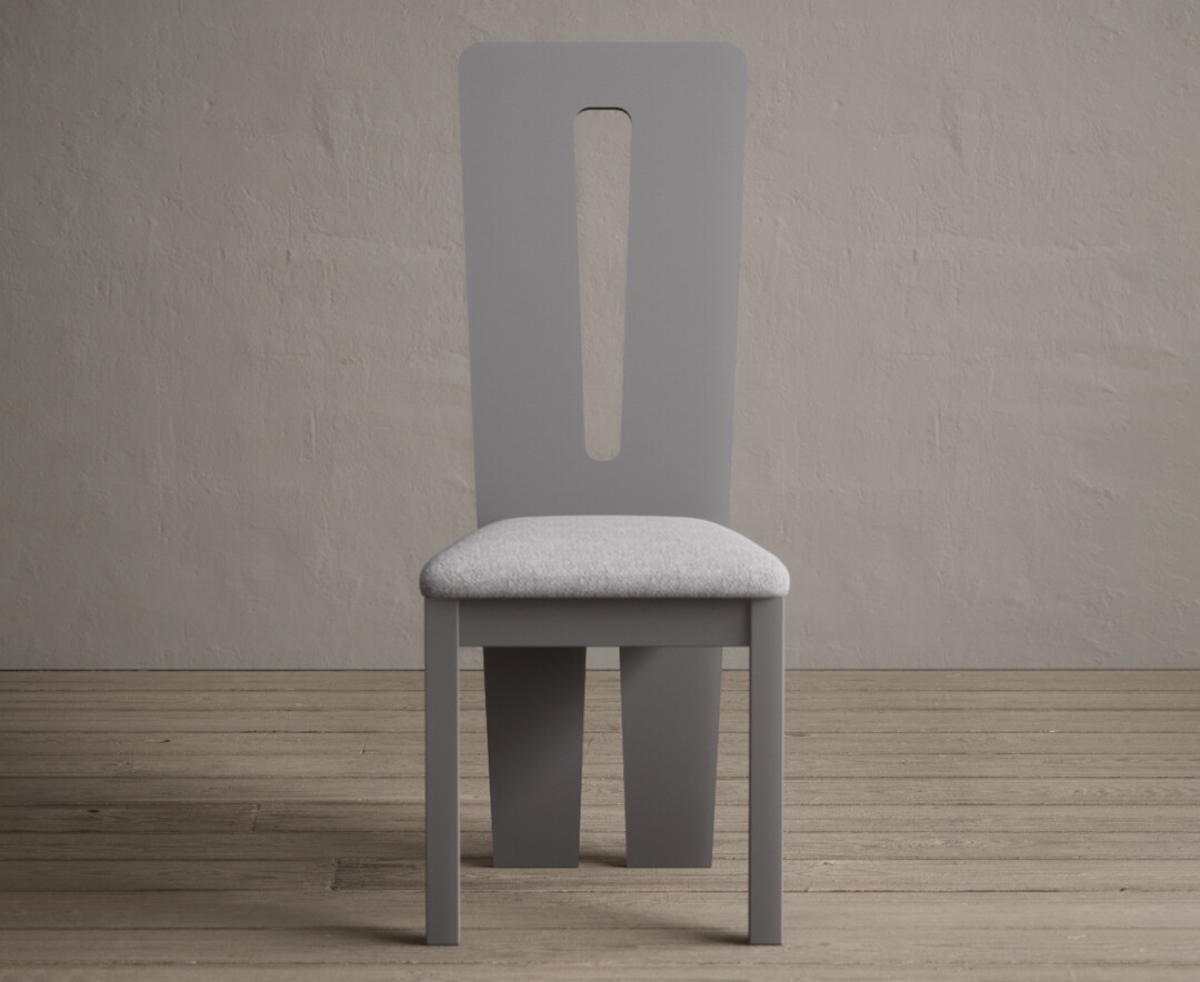 Product photograph of Lucca Light Grey Dining Chairs With Light Grey Fabric Seat Pad from Oak Furniture Superstore