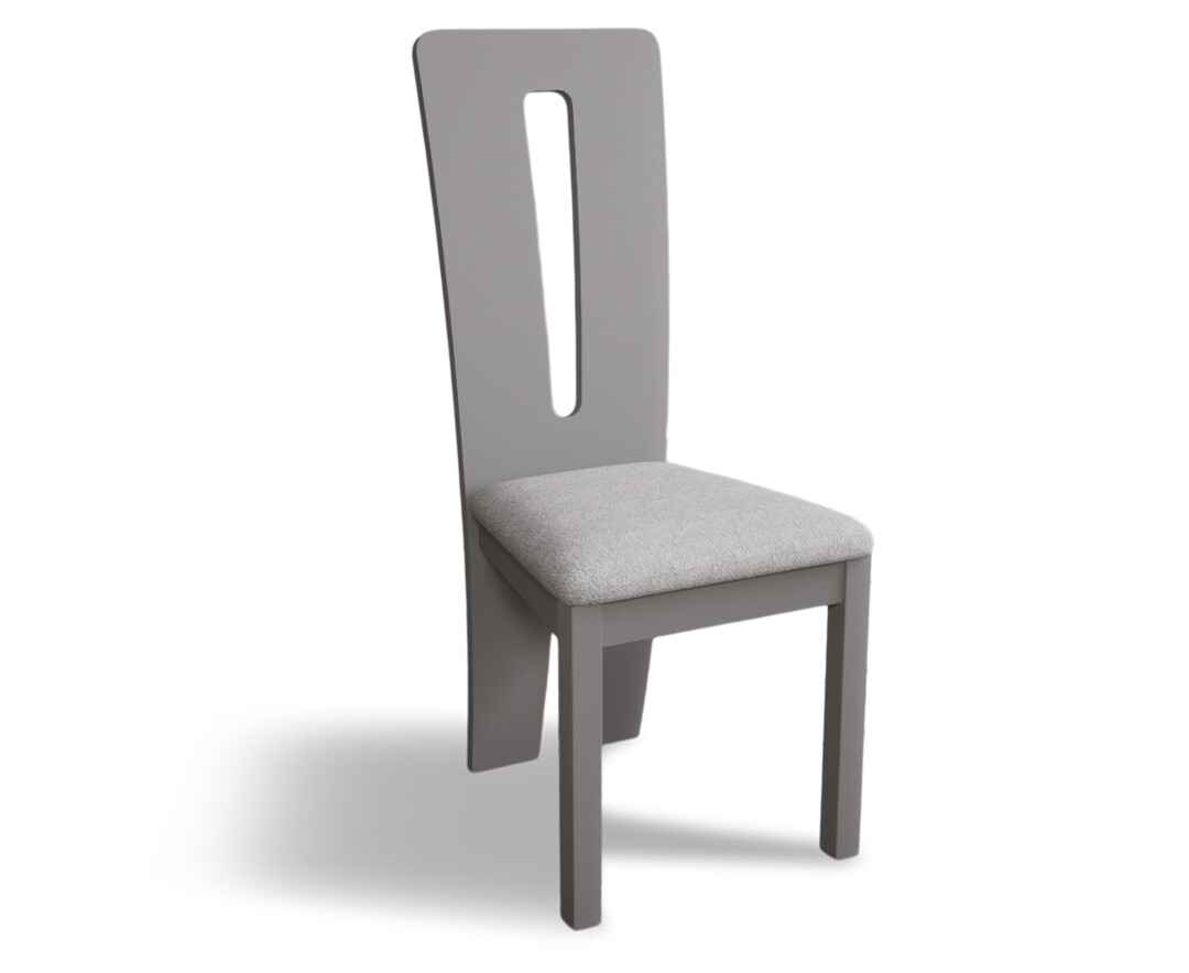 Photo 3 of Lucca light grey dining chairs with light grey fabric seat pad
