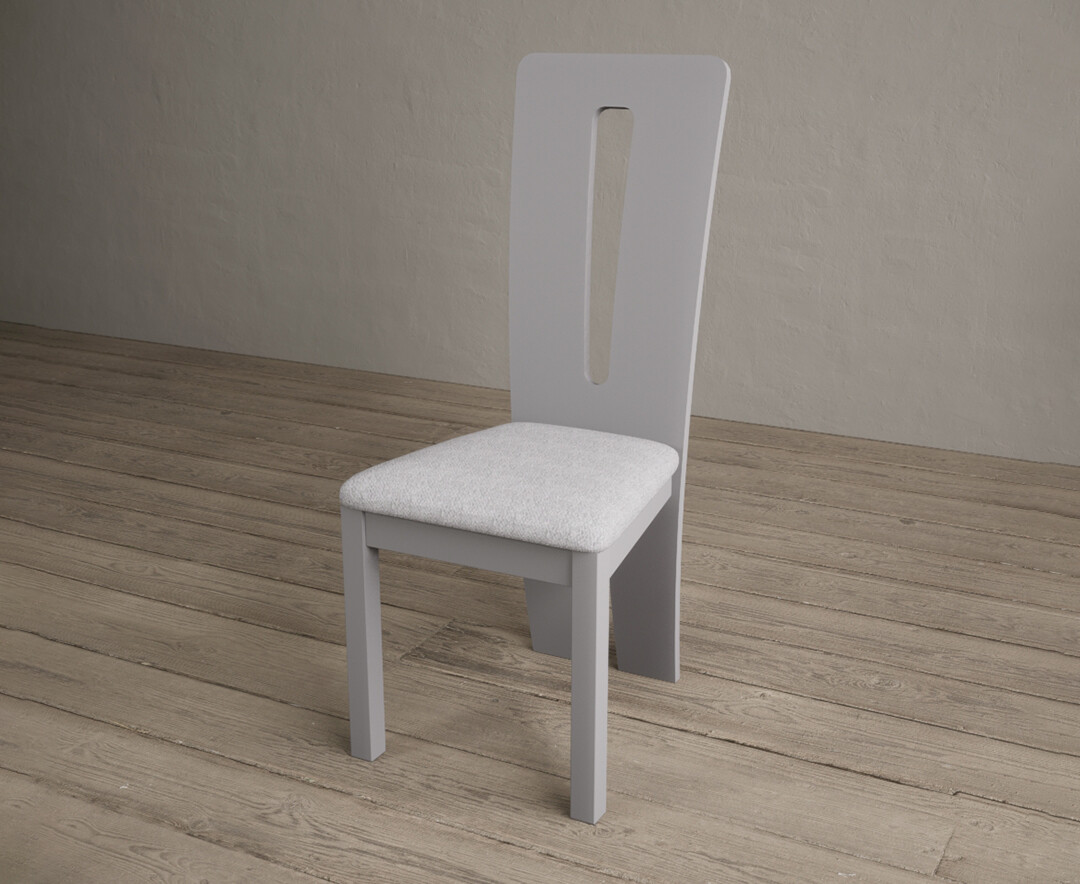 Photo 2 of Lucca light grey dining chairs with light grey fabric seat pad