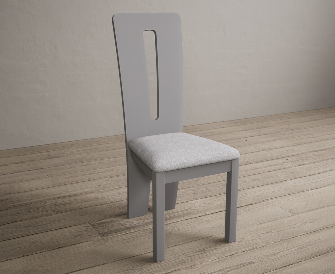 Photo 1 of Lucca light grey dining chairs with light grey fabric seat pad