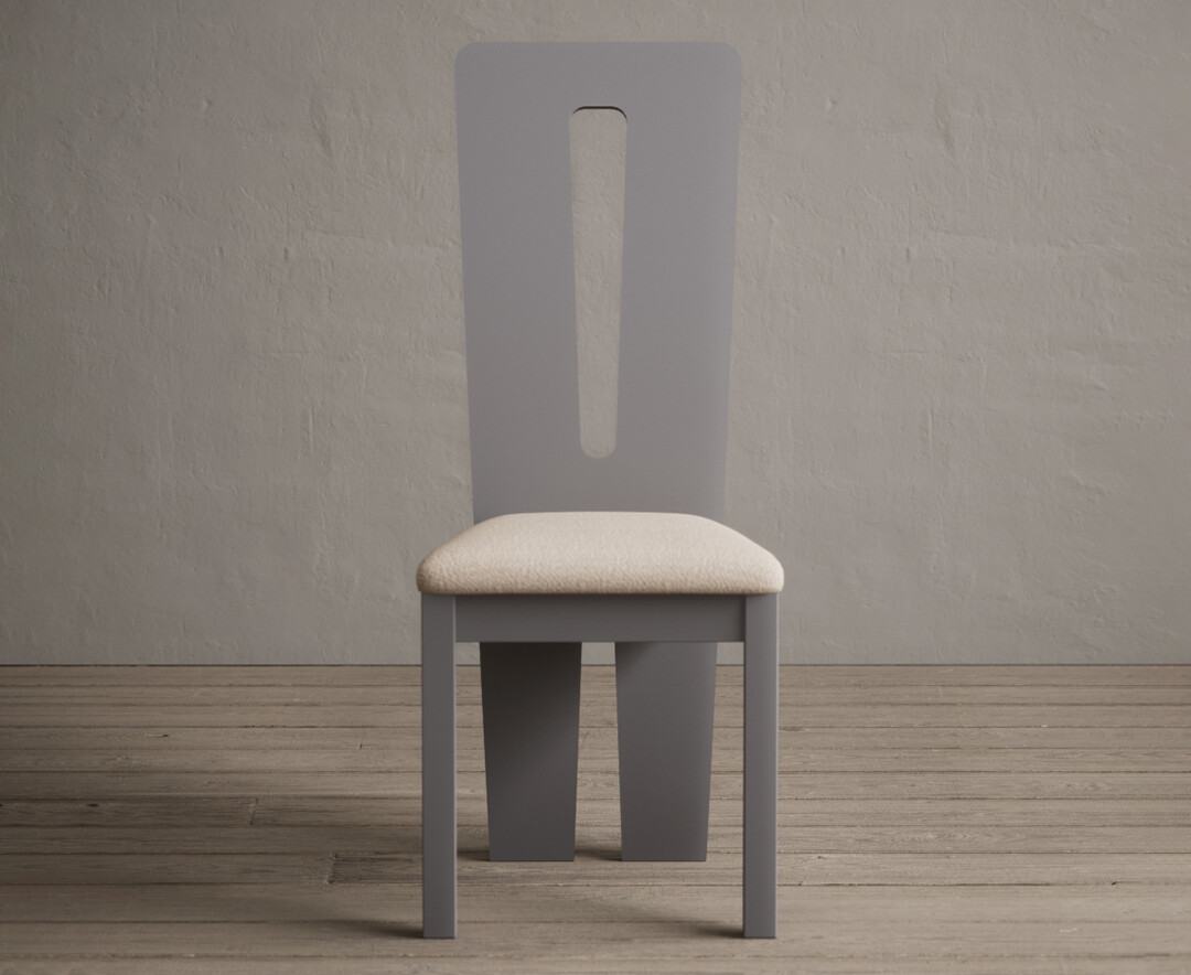 Lucca Light Grey Dining Chairs With Linen Fabric Seat Pad