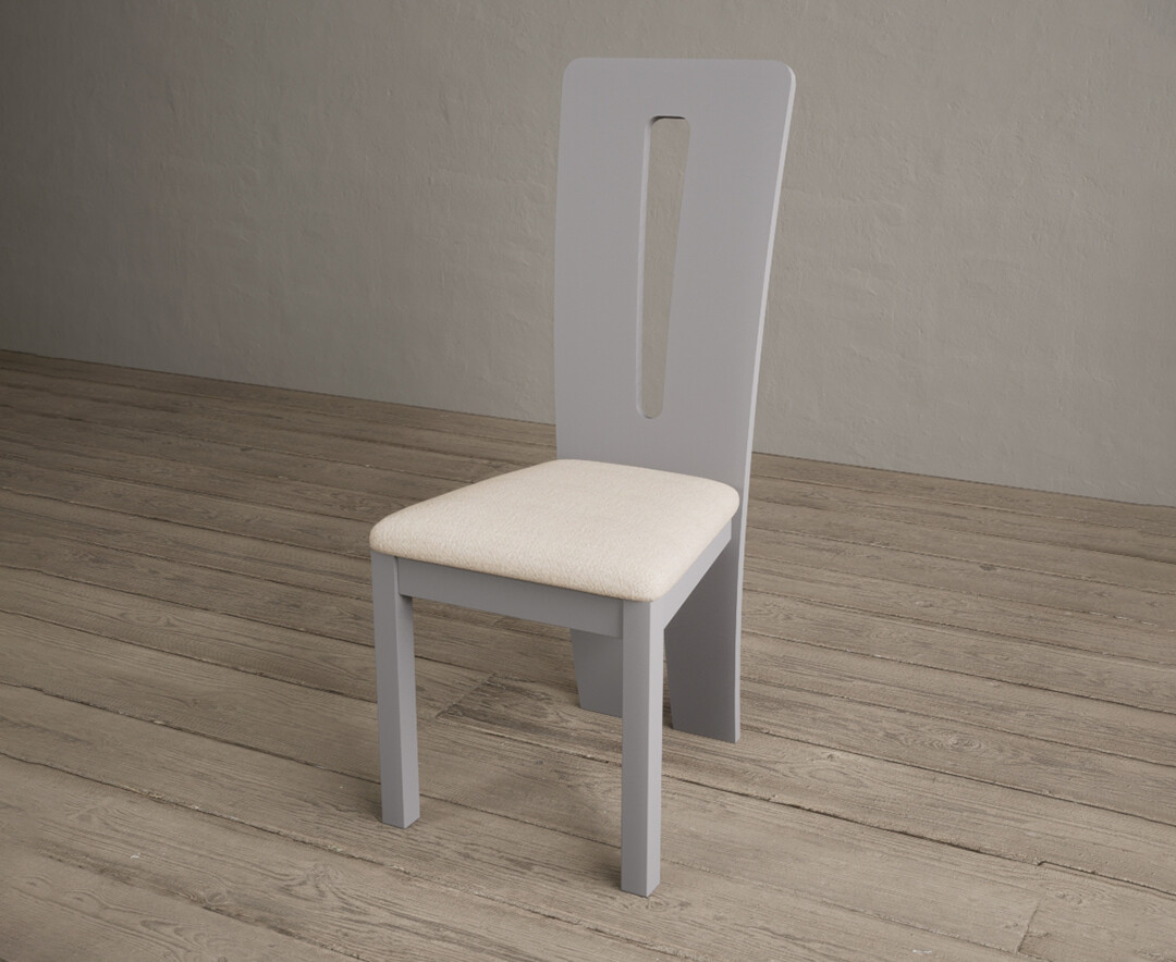Photo 2 of Lucca light grey dining chairs with linen fabric seat pad