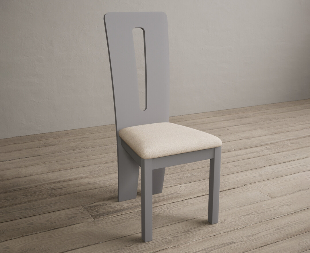 Photo 1 of Lucca light grey dining chairs with linen fabric seat pad
