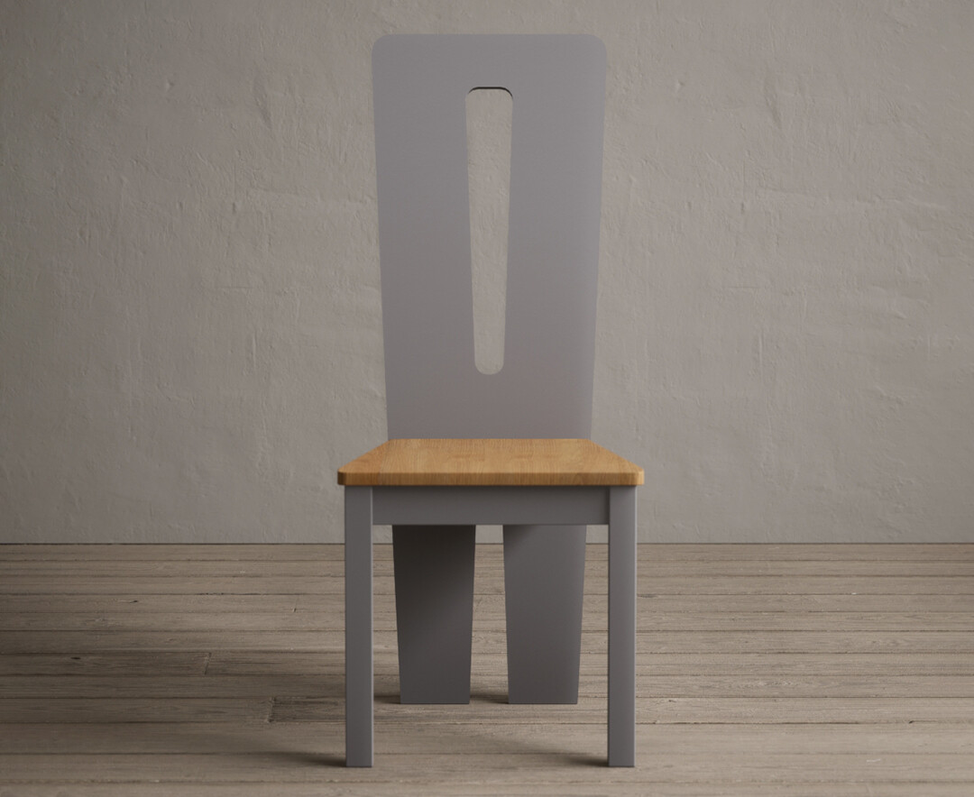 Lucca Light Grey Dining Chairs With Oak Seat Pad