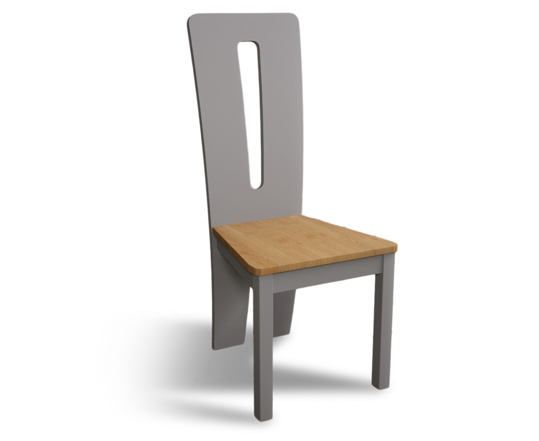 Photo 3 of Lucca light grey dining chairs with oak seat pad
